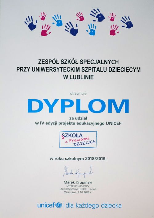 UNICEF Certyfikat